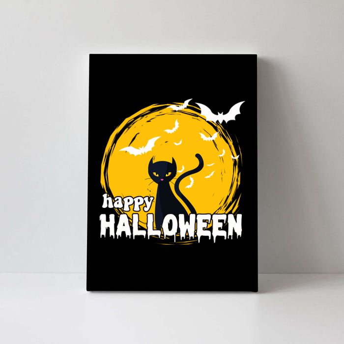 Happy Halloween Black Cat Spooky Canvas