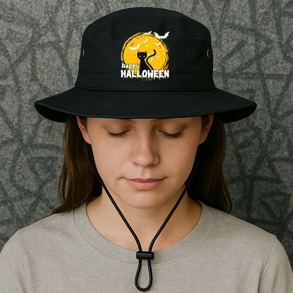 Happy Halloween Black Cat Spooky Bucket Hat