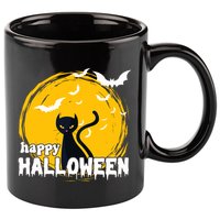 Happy Halloween Black Cat Spooky 11oz C Handle Ceramic Mug