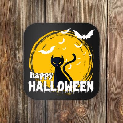 Happy Halloween Black Cat Spooky Coaster