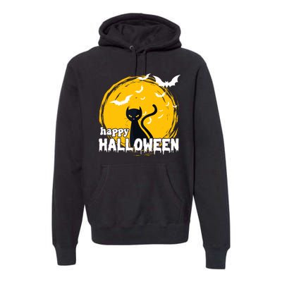 Happy Halloween Black Cat Spooky Premium Hoodie