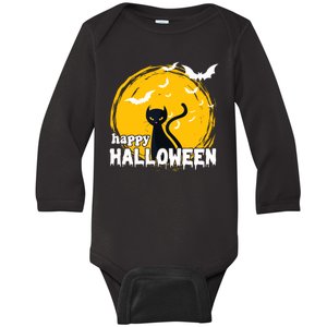 Happy Halloween Black Cat Spooky Baby Long Sleeve Bodysuit