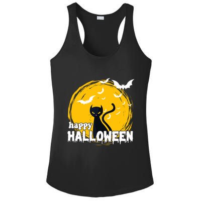 Happy Halloween Black Cat Spooky Ladies PosiCharge Competitor Racerback Tank