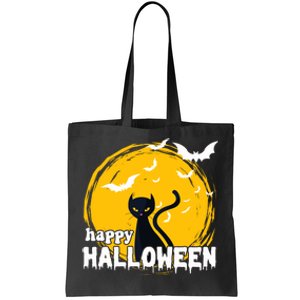 Happy Halloween Black Cat Spooky Tote Bag