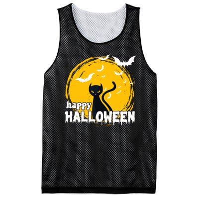 Happy Halloween Black Cat Spooky Mesh Reversible Basketball Jersey Tank