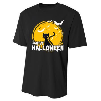 Happy Halloween Black Cat Spooky Performance Sprint T-Shirt