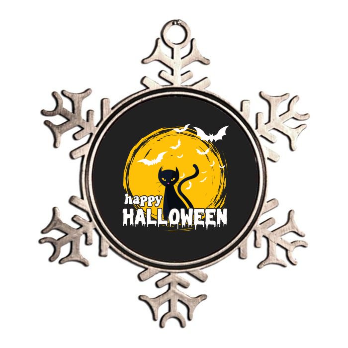 Happy Halloween Black Cat Spooky Metallic Star Ornament