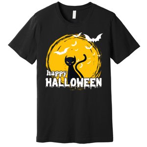 Happy Halloween Black Cat Spooky Premium T-Shirt