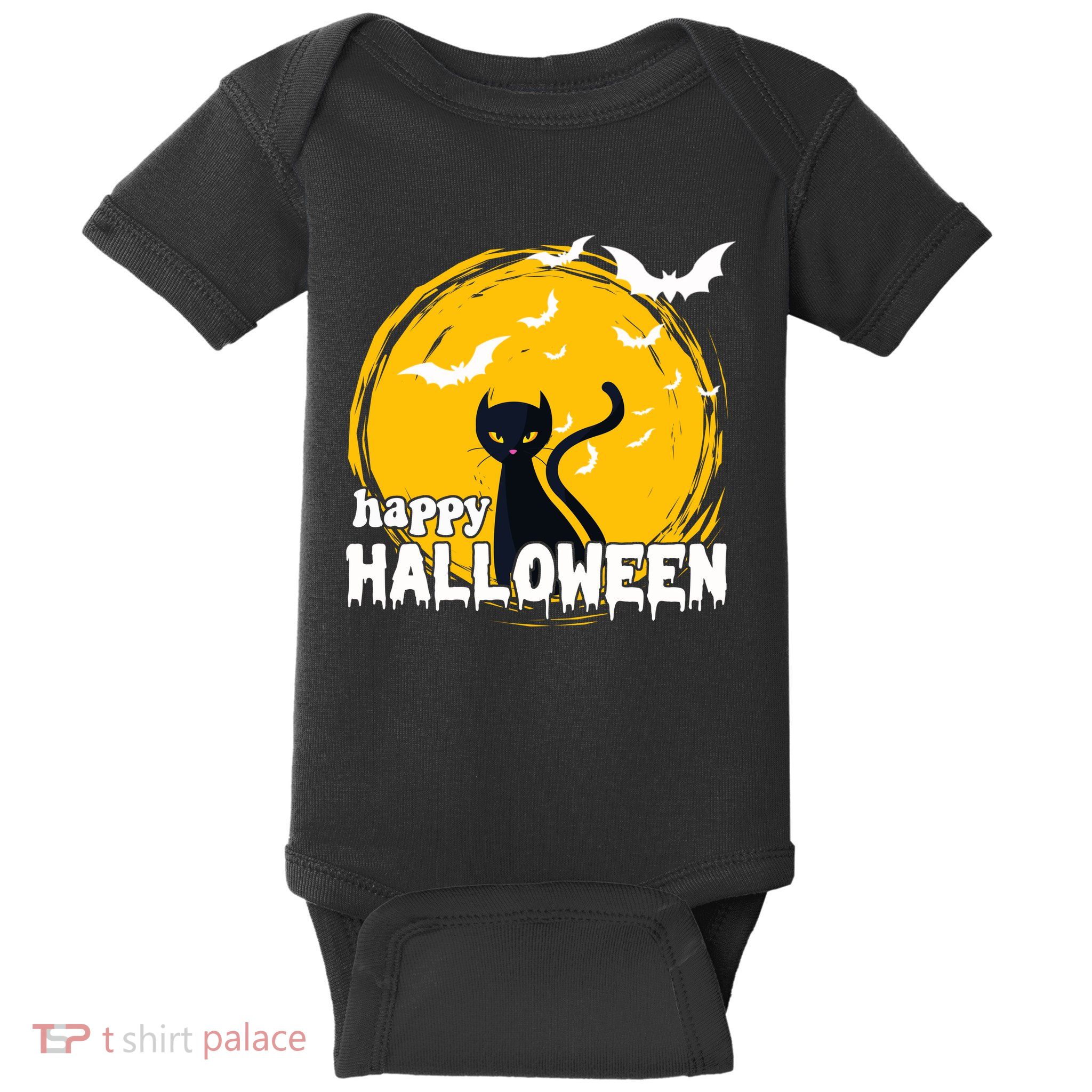 Happy Halloween Black Cat Spooky Baby Bodysuit