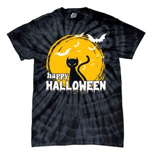 Happy Halloween Black Cat Spooky Tie-Dye T-Shirt