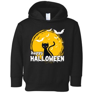 Happy Halloween Black Cat Spooky Toddler Hoodie