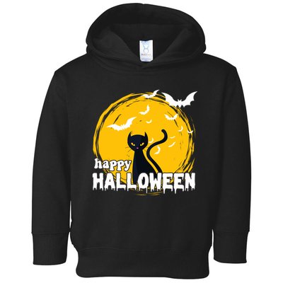 Happy Halloween Black Cat Spooky Toddler Hoodie