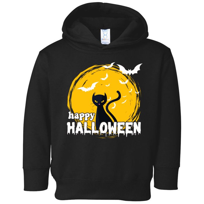 Happy Halloween Black Cat Spooky Toddler Hoodie