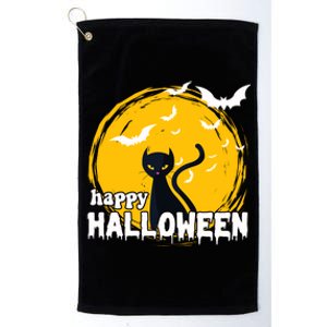 Happy Halloween Black Cat Spooky Platinum Collection Golf Towel