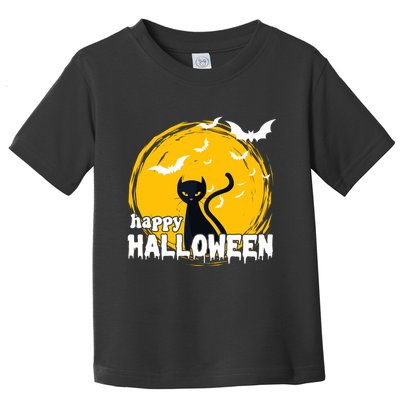 Happy Halloween Black Cat Spooky Toddler T-Shirt