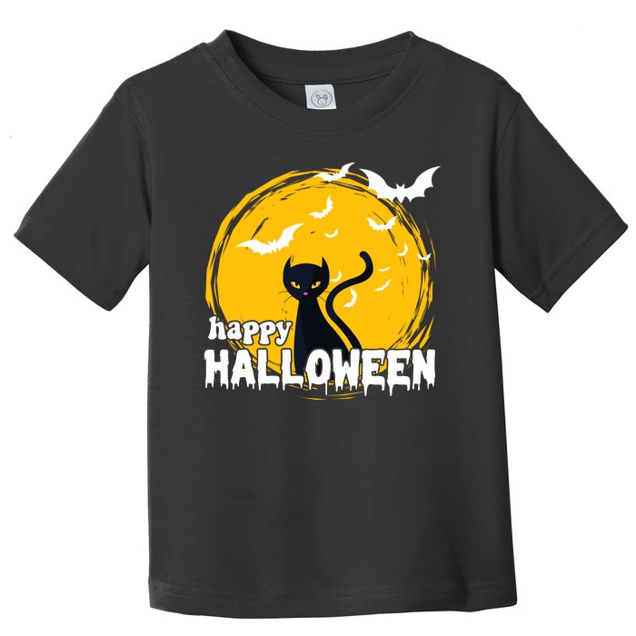 Happy Halloween Black Cat Spooky Toddler T-Shirt