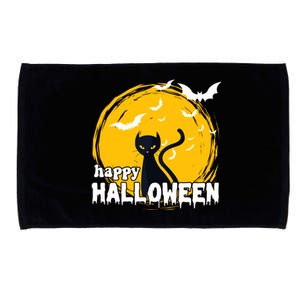 Happy Halloween Black Cat Spooky Microfiber Hand Towel