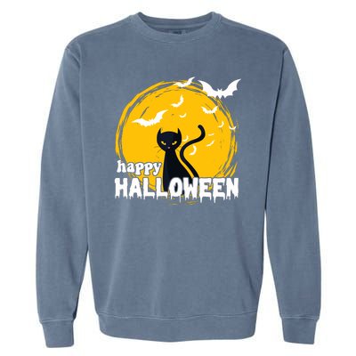 Happy Halloween Black Cat Spooky Garment-Dyed Sweatshirt