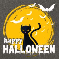 Happy Halloween Black Cat Spooky Cotton Canvas Backpack