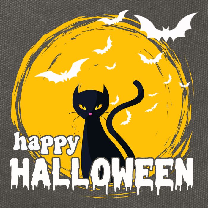 Happy Halloween Black Cat Spooky Cotton Canvas Backpack