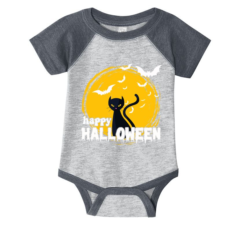 Happy Halloween Black Cat Spooky Infant Baby Jersey Bodysuit