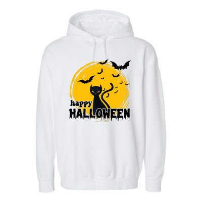 Happy Halloween Black Cat Spooky Garment-Dyed Fleece Hoodie