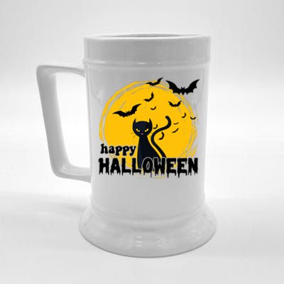 Happy Halloween Black Cat Spooky Beer Stein