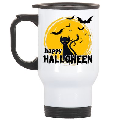 Happy Halloween Black Cat Spooky Stainless Steel Travel Mug