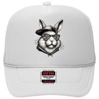 Hip Hop Bunny Face Sunglasses Funny Easter Hippity Rabbit High Crown Mesh Back Trucker Hat