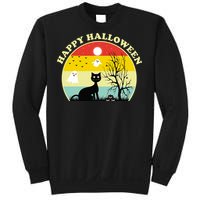 Happy Halloween Black Cat Retro Sunset Sweatshirt