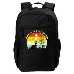 Happy Halloween Black Cat Retro Sunset Daily Commute Backpack