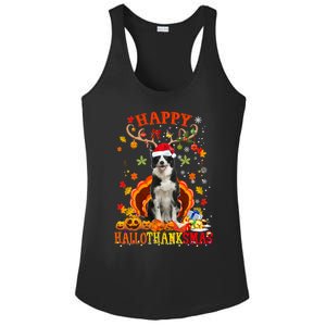 Happy Hallothanksmas Border Collie Dog Halloween Xmas Tees Gift Ladies PosiCharge Competitor Racerback Tank