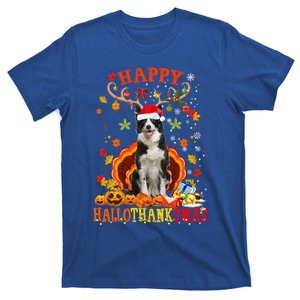 Happy Hallothanksmas Border Collie Dog Halloween Xmas Tees Gift T-Shirt