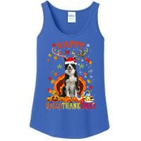 Happy Hallothanksmas Border Collie Dog Halloween Xmas Tees Gift Ladies Essential Tank