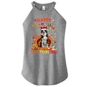 Happy Hallothanksmas Border Collie Dog Halloween Xmas Tees Gift Women's Perfect Tri Rocker Tank