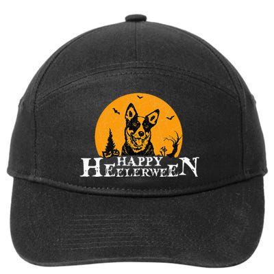 Happy Heelerween Blue Heeler Halloween Costume Heeler Dog 7-Panel Snapback Hat