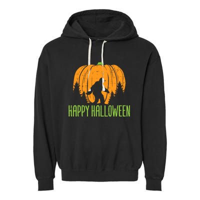 Happy Halloween Bigfoot Pumpkin Sasquatch Garment-Dyed Fleece Hoodie