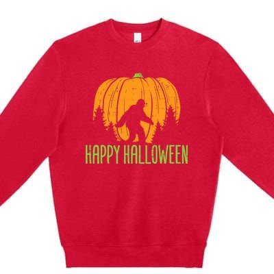 Happy Halloween Bigfoot Pumpkin Sasquatch Premium Crewneck Sweatshirt