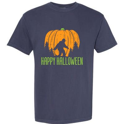 Happy Halloween Bigfoot Pumpkin Sasquatch Garment-Dyed Heavyweight T-Shirt