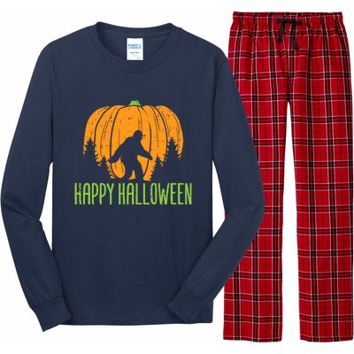 Happy Halloween Bigfoot Pumpkin Sasquatch Long Sleeve Pajama Set