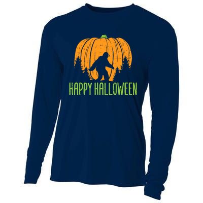 Happy Halloween Bigfoot Pumpkin Sasquatch Cooling Performance Long Sleeve Crew