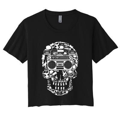 Hip Hop Boombox Hiphop Boombox Skull Bboy Breakdancing Rap Crop Top