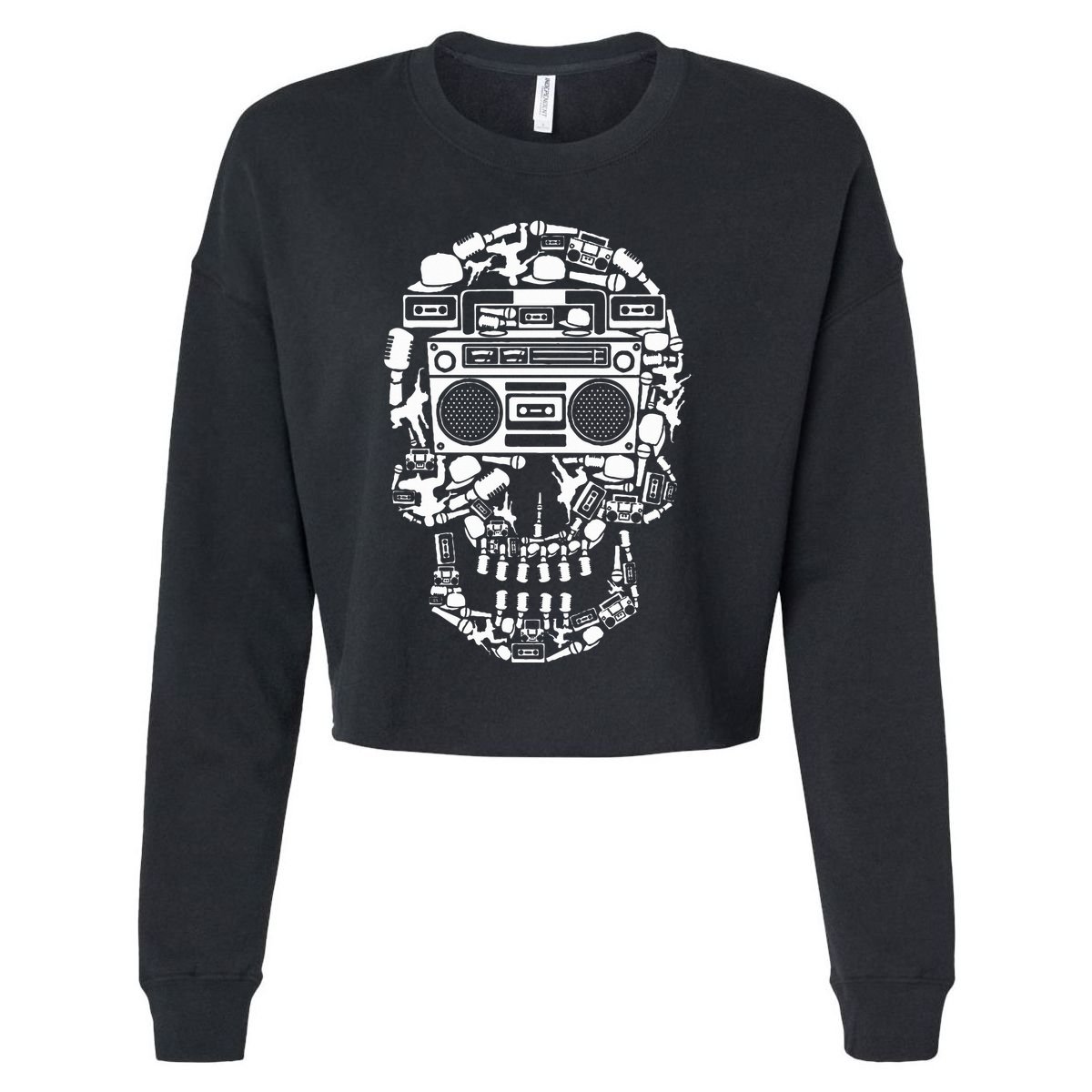 Hip Hop Boombox Hiphop Boombox Skull Bboy Breakdancing Rap Cropped Pullover Crew