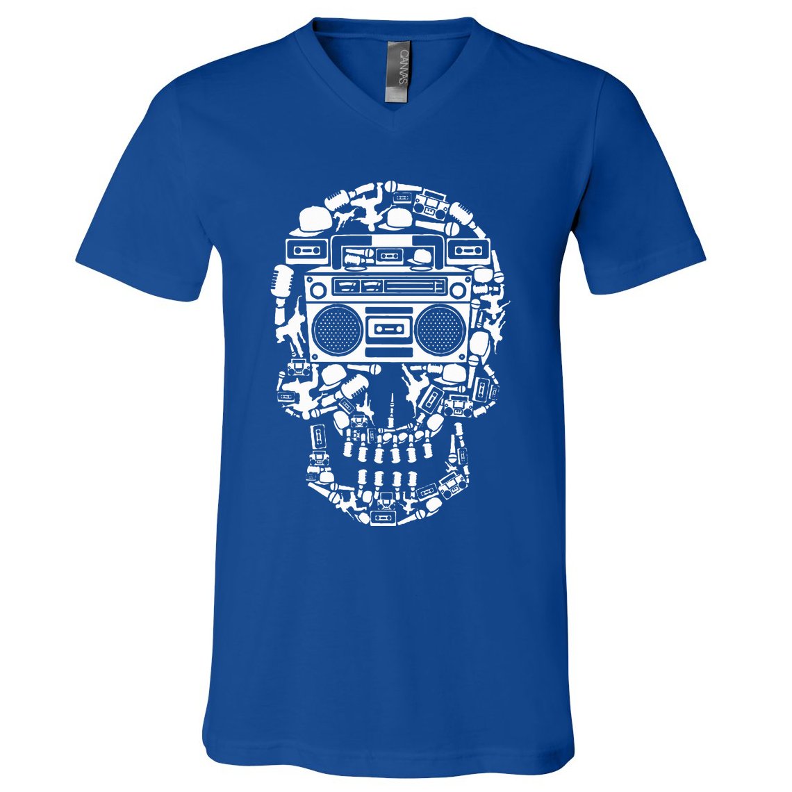 Hip Hop Boombox Hiphop Boombox Skull Bboy Breakdancing Rap V-Neck T-Shirt