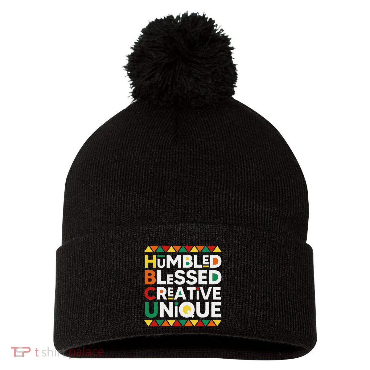 Hbcu Humbled Blessed Creative Unique Historical Black Pom Pom 12in Knit Beanie