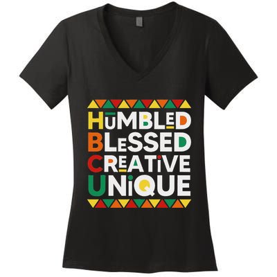 Hbcu Humbled Blessed Creative Unique Historical Black Women's V-Neck T-Shirt