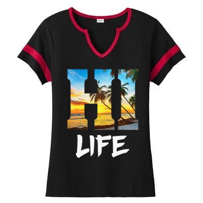 Hawaii Hawaiian Beach Aloha Summer Vacation Gifts Souvenir Ladies Halftime Notch Neck Tee