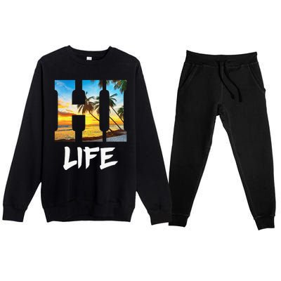 Hawaii Hawaiian Beach Aloha Summer Vacation Gifts Souvenir Premium Crewneck Sweatsuit Set