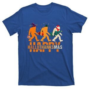 Happy Hallothanksmas Bigfoot Halloween Thanksgiving Christma T-Shirt