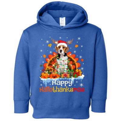 Happy Hallothanksmas Beagle Dog Halloween Thanksgiving Xmas Gift Toddler Hoodie